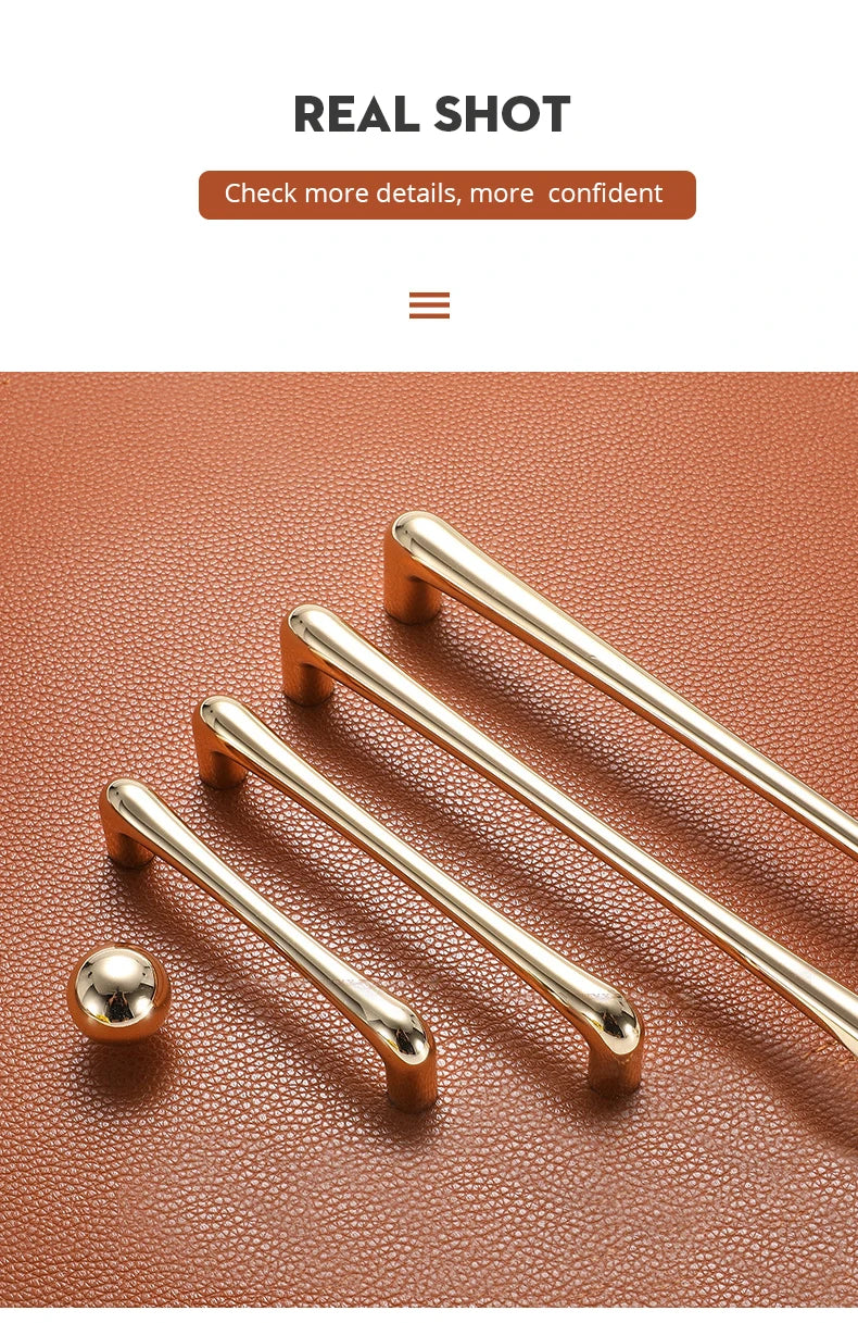 KAK European Style Bright Gold Cabinet Handles Drawer Knobs Kitchen Handle Cupboard Door Pulls Furniture Handle Cabinet Hardware