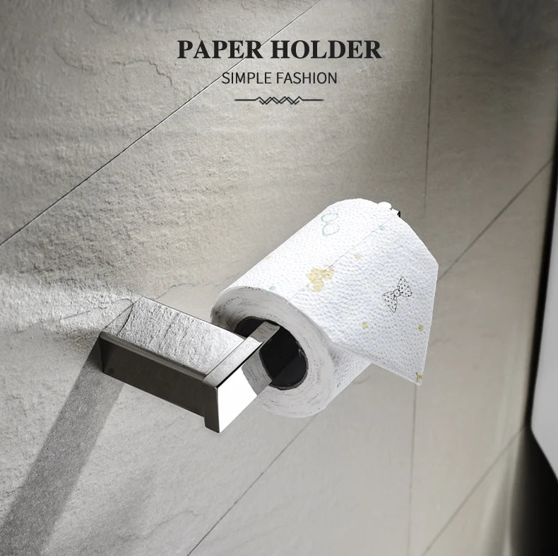 Stainless Steel Bathroom Accessories Wall Shelf Towel Bar Rack Rail Toilet Brush Roll Paper Holder Soap Dish Bathroom Hardware