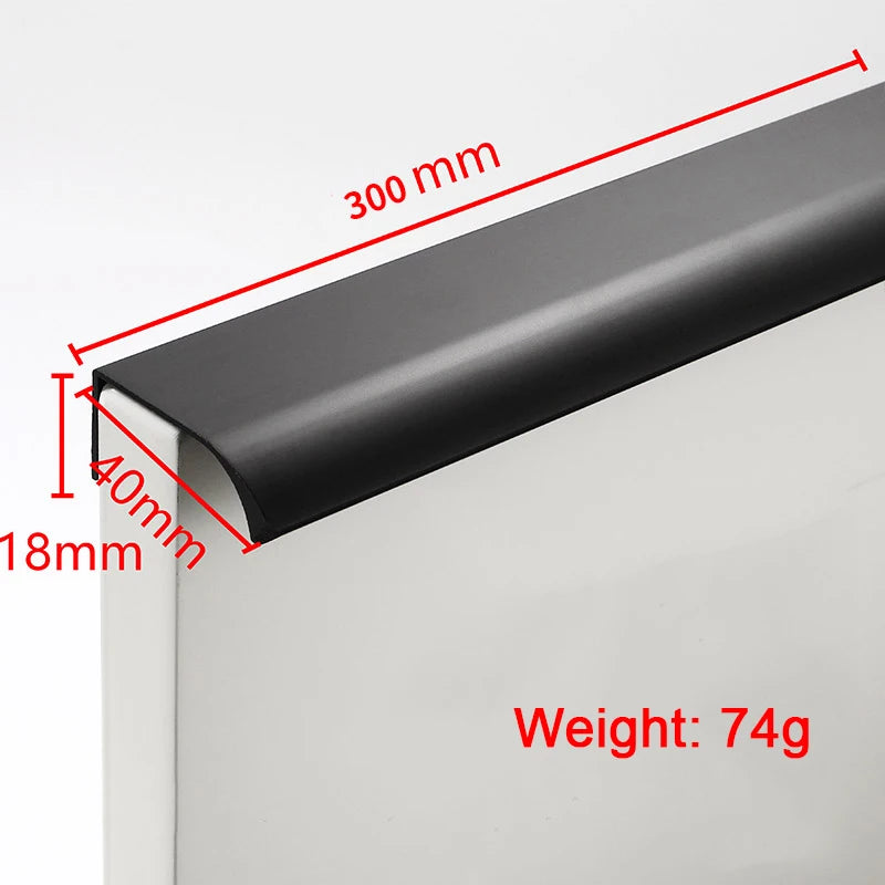 Hidden Furniture Drawer Handles Kitchen Cabinet Door Black Handle Aluminum Alloy Modern Style Finger Edge Wardrobe Pulls