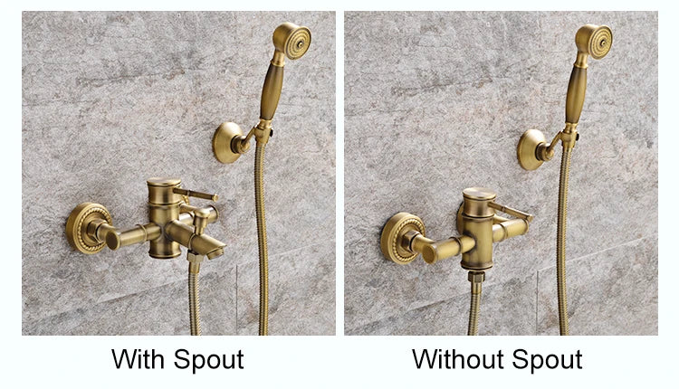 Bathroom Bamboo Bath Shower Faucets Set Bathtub Faucet Water Mixer Crane Tap Antique Bronze Finished with Hand Shower EL740