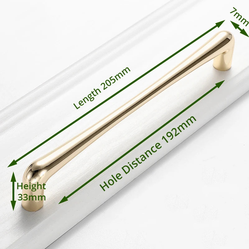 KAK European Style Bright Gold Cabinet Handles Drawer Knobs Kitchen Handle Cupboard Door Pulls Furniture Handle Cabinet Hardware