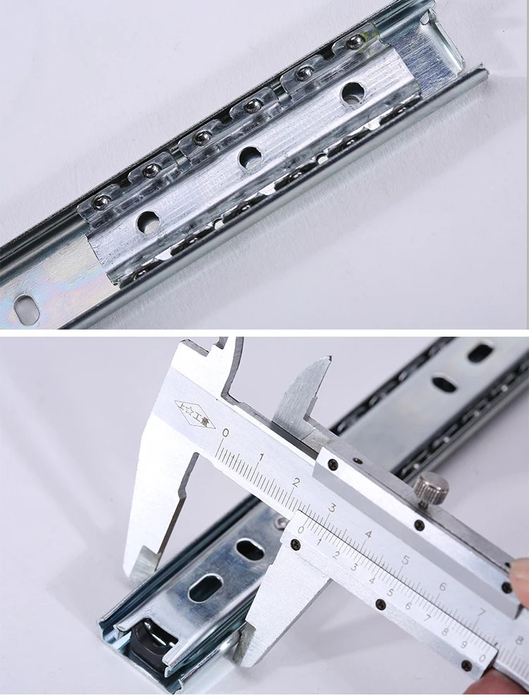Width 27mm Drawer Track Guide Computer Desk Keyboard Tray Two Slides Mute Ball 2 Section Rail