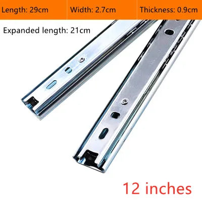 Width 27mm Drawer Track Guide Computer Desk Keyboard Tray Two Slides Mute Ball 2 Section Rail
