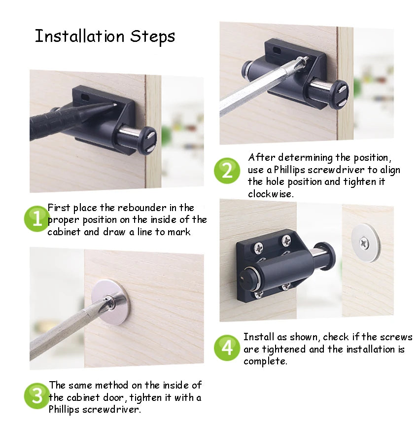 Rebounding Magnetic Drawer Latch Door Closer Furniture Hardware Cabinet Catches Door Stopper for Wardrobe/Kitchen Cupboard