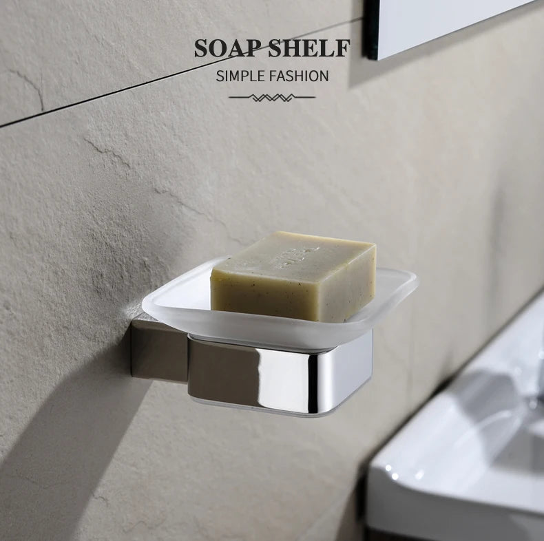Stainless Steel Bathroom Accessories Wall Shelf Towel Bar Rack Rail Toilet Brush Roll Paper Holder Soap Dish Bathroom Hardware