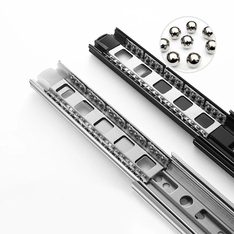 AOBT Stainless Steel Drawer Slide Soft Close Drawer 10"- 22" Track Rail Sliding Three-Section Cabinet Slides Furniture Hardware