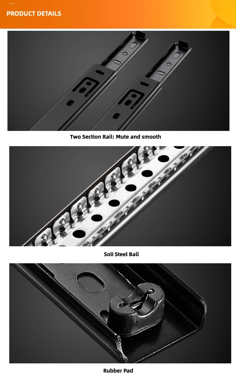 Drawer Rail 8~20Inch Cold Rolled Steel Drawer Slides Close Drawer Sliding Track Two-Section Cabinet Slides Furniture Hardware