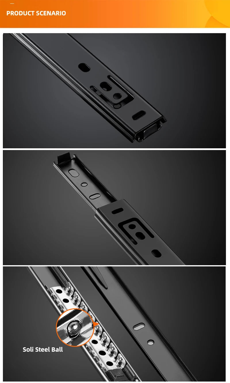 Drawer Rail 8~20Inch Cold Rolled Steel Drawer Slides Close Drawer Sliding Track Two-Section Cabinet Slides Furniture Hardware