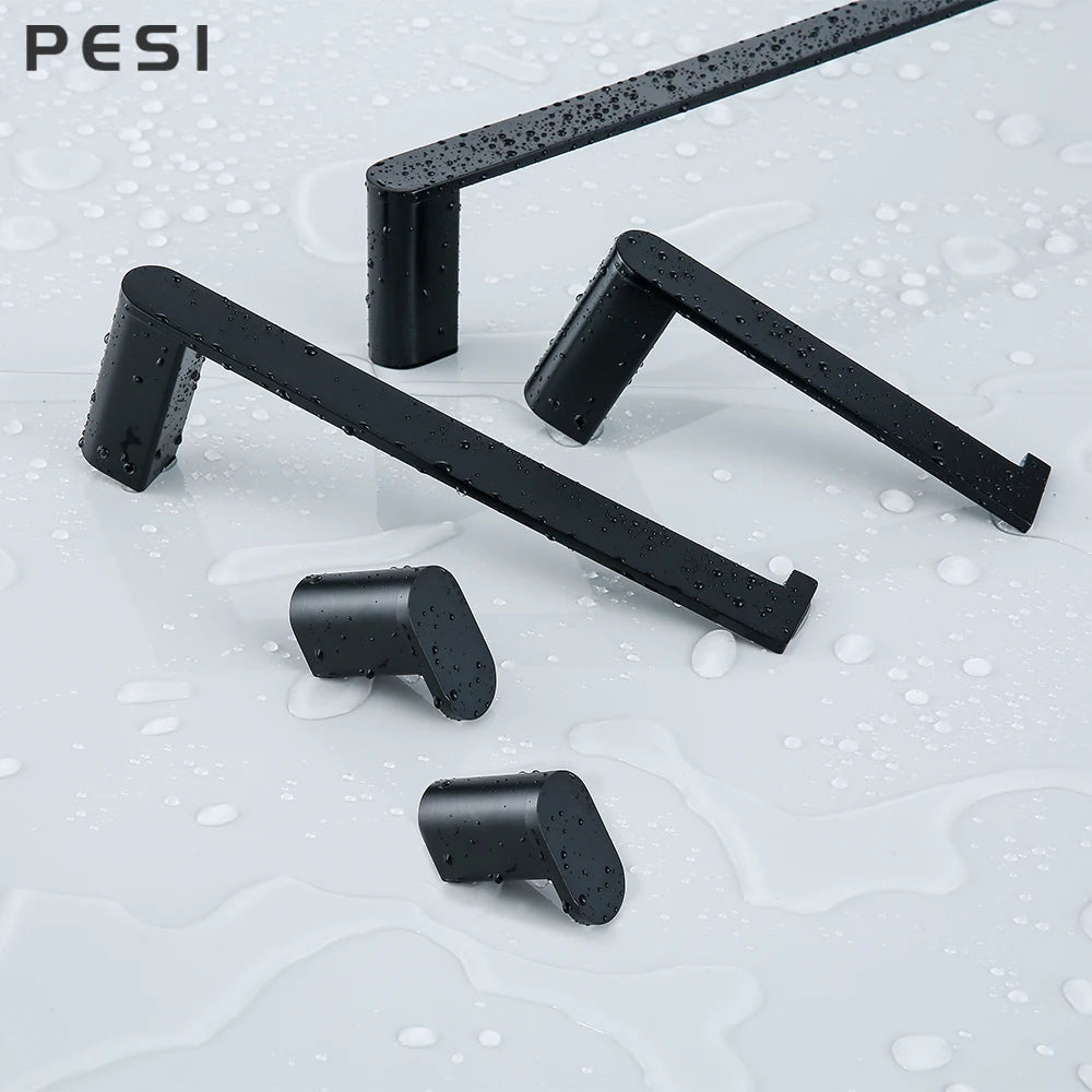 Bathroom Hardware Set Black Robe Hook Towel Rail Bar Rack Bar Shelf Tissue Paper Holder Toothbrush Holder Bathroom Accessories.