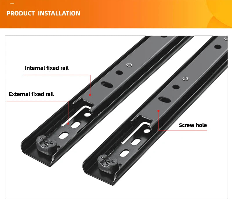 Drawer Rail 8~20Inch Cold Rolled Steel Drawer Slides Close Drawer Sliding Track Two-Section Cabinet Slides Furniture Hardware