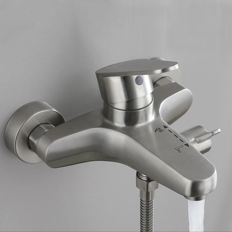 Bathroom Stainless Steel Basin Faucet Mixer Tap Bathtub Faucet Wall Hanging Hot and Cold Water Faucet Bathroom Accessories