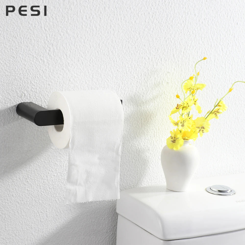 Bathroom Hardware Set Black Robe Hook Towel Rail Bar Rack Bar Shelf Tissue Paper Holder Toothbrush Holder Bathroom Accessories.