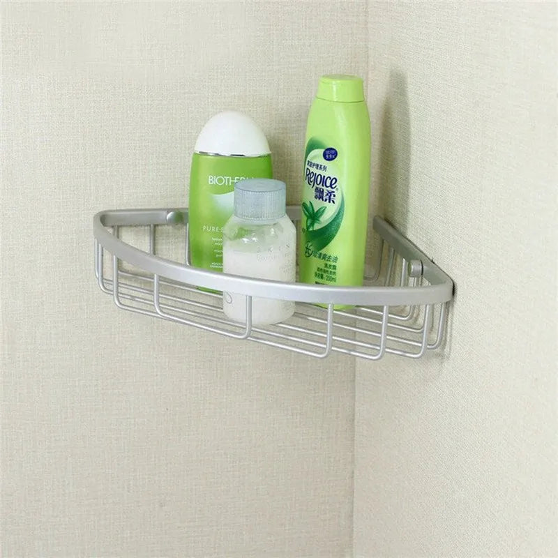 Bathroom Punch Free  Aluminum Triangular Rack Storage Organizer Corner Shelf For Shampoo Soap Cosmetic Basket Holder