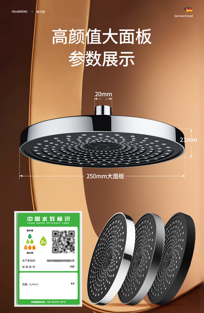 10 Inches Big Panel Large Flow Ceiling Mounted Supercharge Shower Head Set 3 Modes High Pressure Abs Rainfall Bathroom Shower ﻿