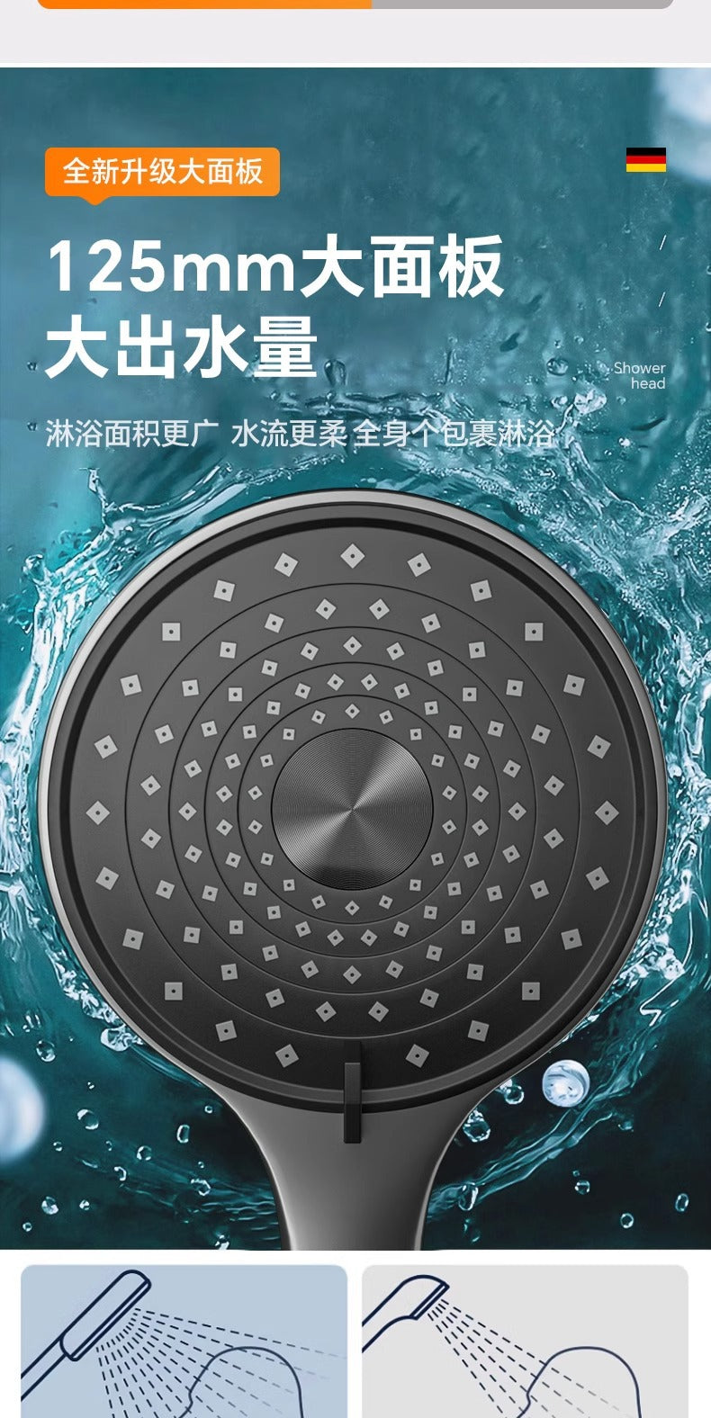10 Inches Big Panel Large Flow Ceiling Mounted Supercharge Shower Head Set 3 Modes High Pressure Abs Rainfall Bathroom Shower ﻿