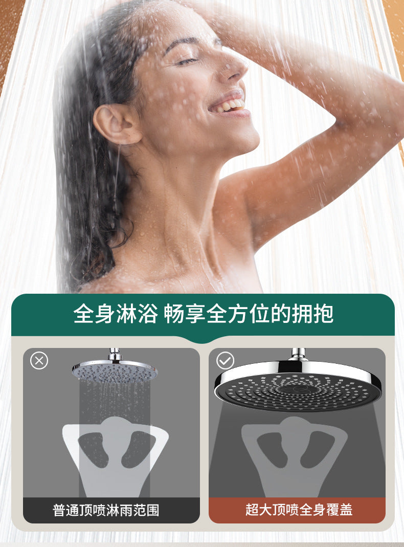 10 Inches Big Panel Large Flow Ceiling Mounted Supercharge Shower Head Set 3 Modes High Pressure Abs Rainfall Bathroom Shower ﻿