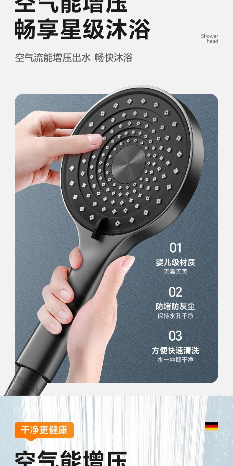 10 Inches Big Panel Large Flow Ceiling Mounted Supercharge Shower Head Set 3 Modes High Pressure Abs Rainfall Bathroom Shower ﻿