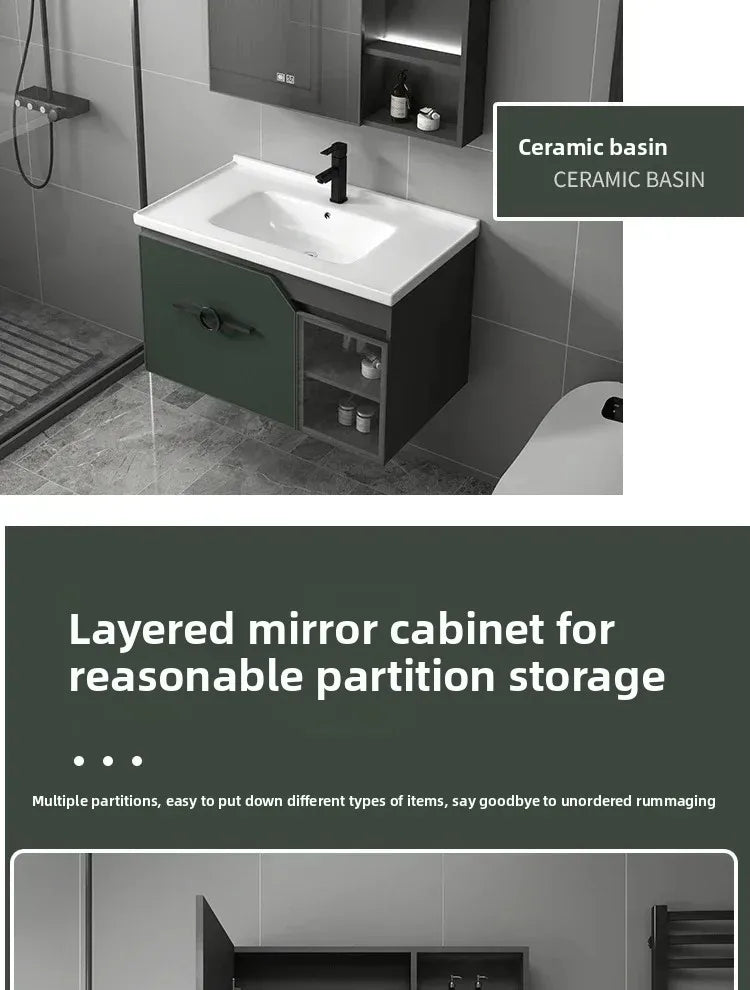 Bathroom Dressing Table and Sink Combination, Rock Plate Integrated Washbasin, Smart Mirror Cabinet, Toilet Furniture
