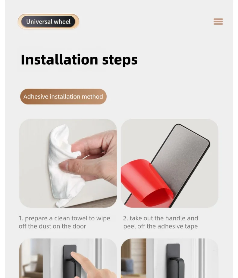 No-Drill Sliding Door Handles - Simple Style Pulls for Glass Doors, Moving Doors, Windows, Drawers & Cabinet Doors