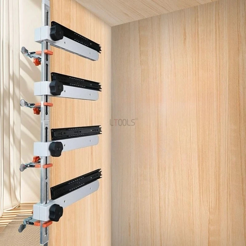 White Slide Rail Locator Drawer Rail Installation Aid Adjustable for Quick Fixing of All Types of Drawer Rails Woodworking Tools