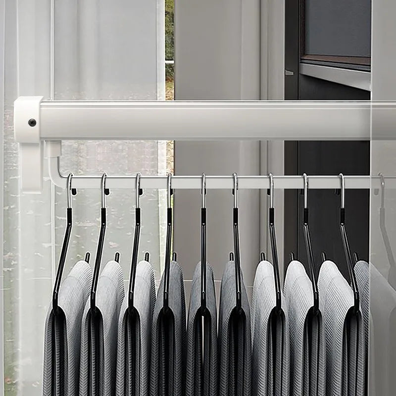Closet shallow closet Slide rail retractable hangers Cabinet hanging rod vertical pull-out top mounted trouser rack free of hole