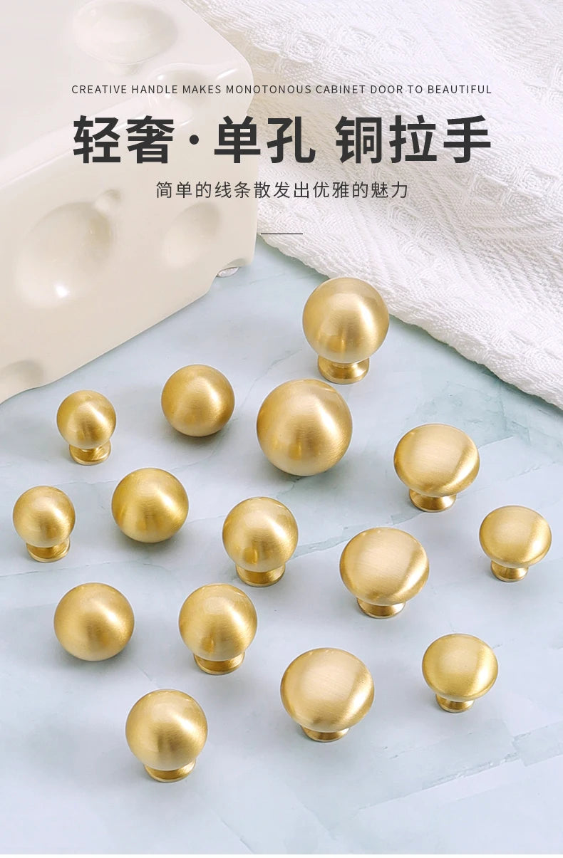 Brass Round Ball Furniture Handles Drawer Knobs Cabinet Gloden Wardrobe Door Pulls  Modern Minimalist Bathroom cabinet