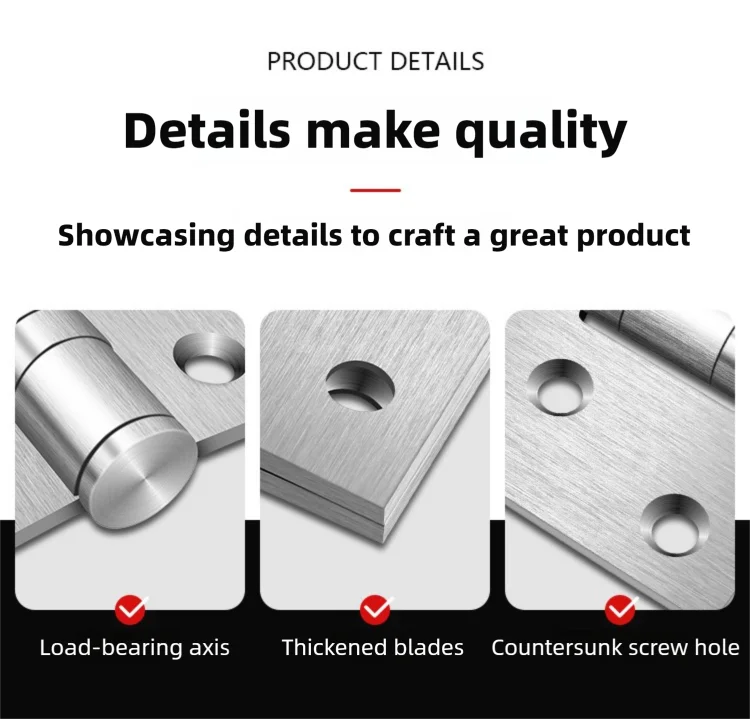A Pair Of Stainless Steel Door Butt Hinges Furniture Hardware Decorative Accessories 4/5 Inch High-Quality Folding Hinges