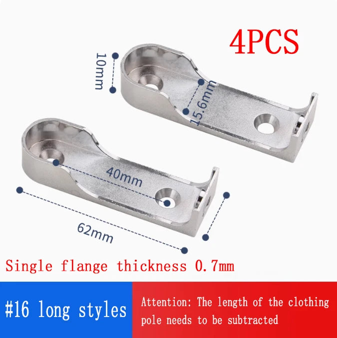 2/4/PCS Wardrobe Clothes Tube Support Closet Rod Pole End Bracket Thickening Holder Cupboard Hardware Furniture Accessories