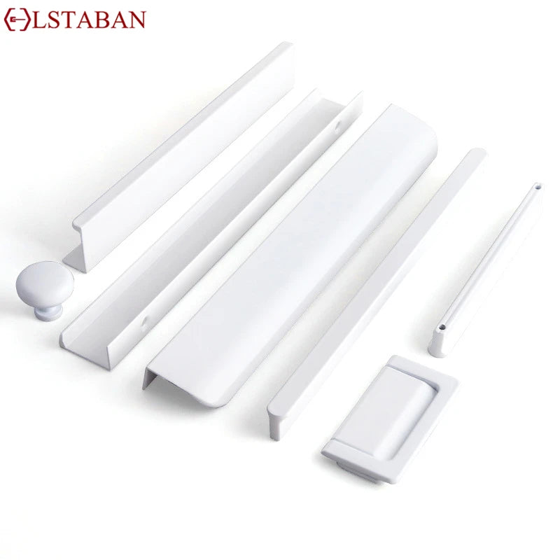 Modern Simple White Long Cabinet Handle Kitchen Cupboard Furniture Length Door Handle  Wardrobe Closet Hardware Drawer Pull Knob