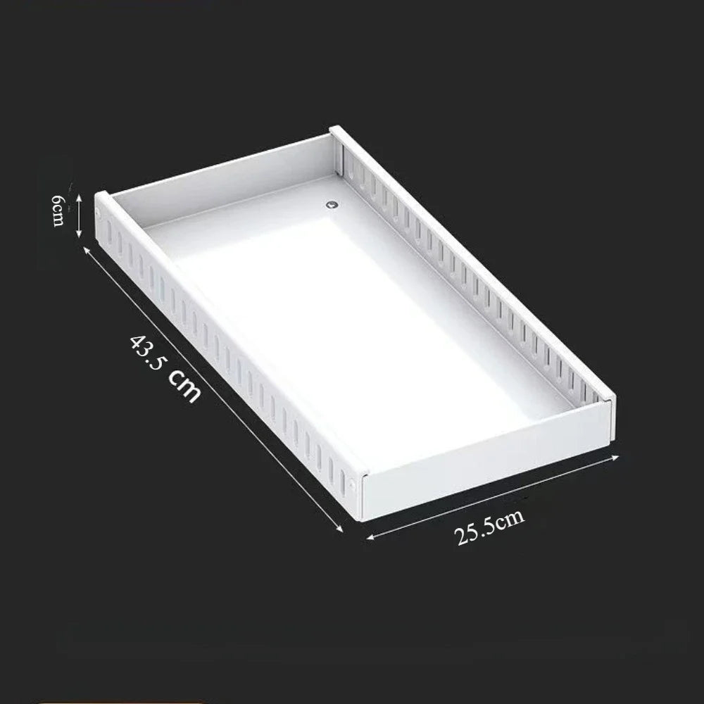 Kitchen Pull-Out Pot Rack Adjustable Cupboard Trays Dishes Partition Shelf with Slide Rails Organizer Tray Drawer Storage Racks