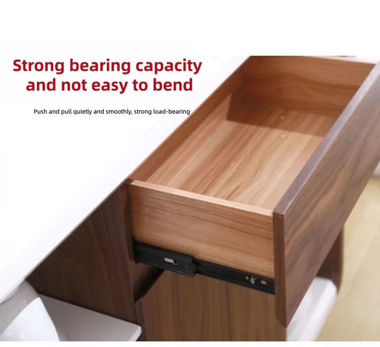 Heavy duty cold-rolled steel drawer slide rail -3-section soft closing damping rail, silent cabinet slide rail