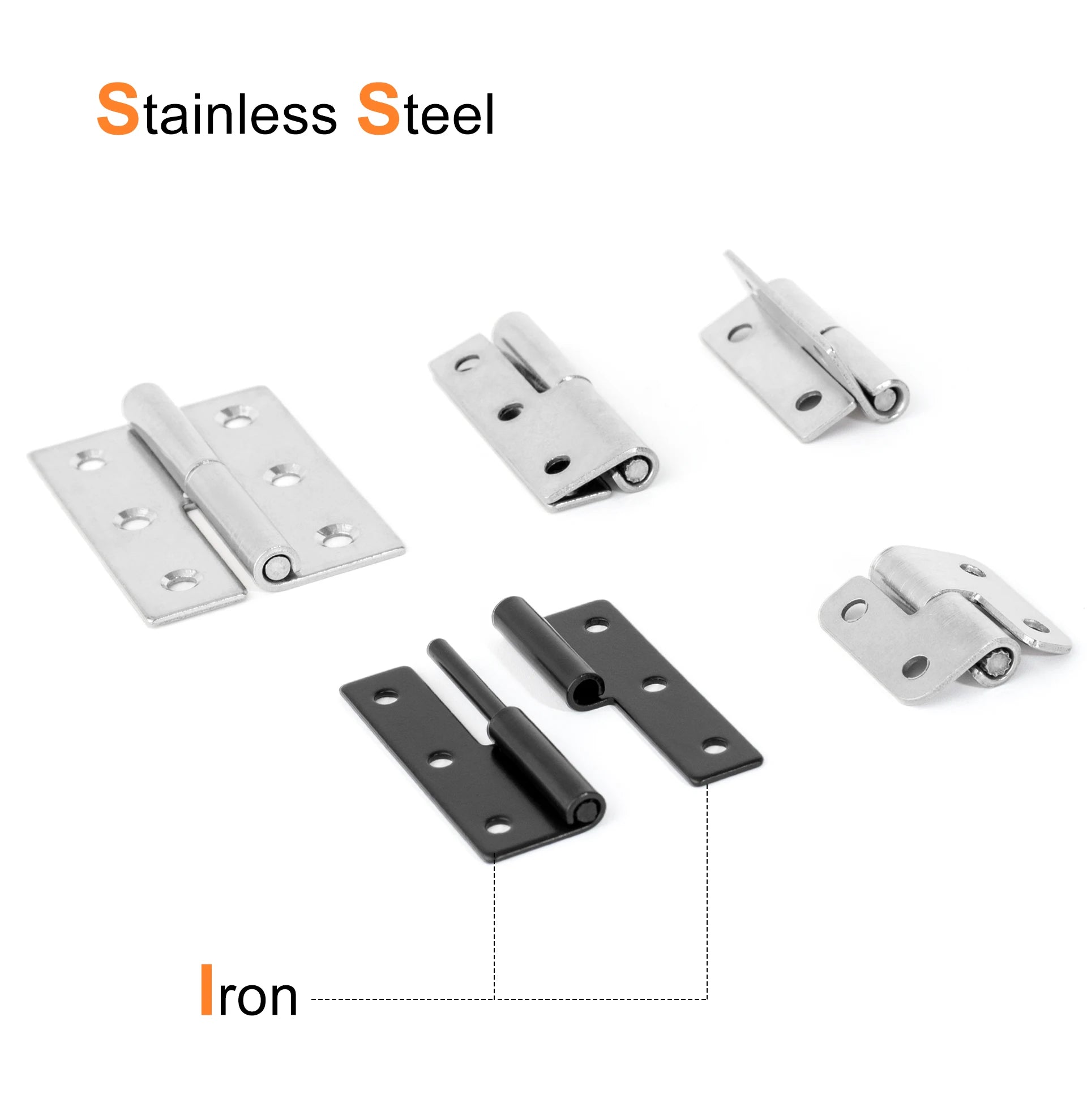 2PCS Stainless Steel Detachable Hinge 270 Degree Black Removable Wooden Furniture Door Hinges for Cabinet Cupboard Closet Box