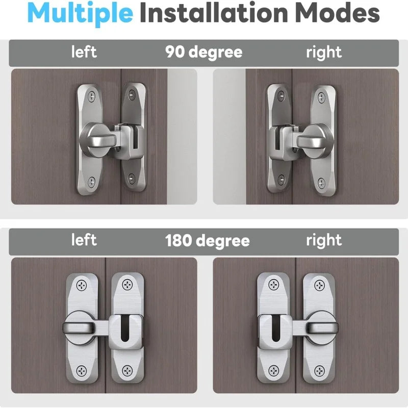 Heavy-Duty Flip-Up Door Latches 90/180 Degree Door Lock Home Security Sliding Door Latch Anti-theft Lock Zinc Alloy Doors Bolts
