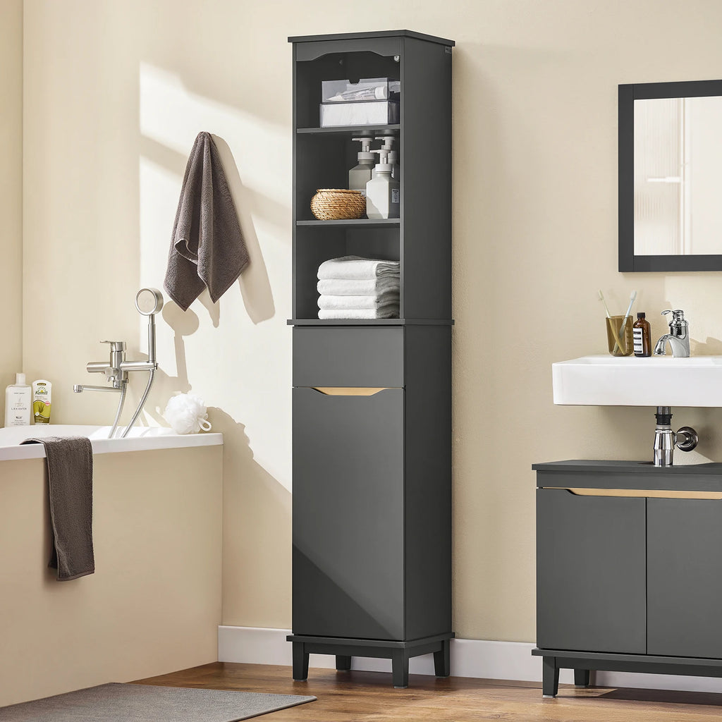 SoBuy BZR112 High wardrobe bathroom wardrobe bathroom wardrobe narrow bathroom shelf bathroom wardrobe bathroom furniture BHT approx. 35x170x30