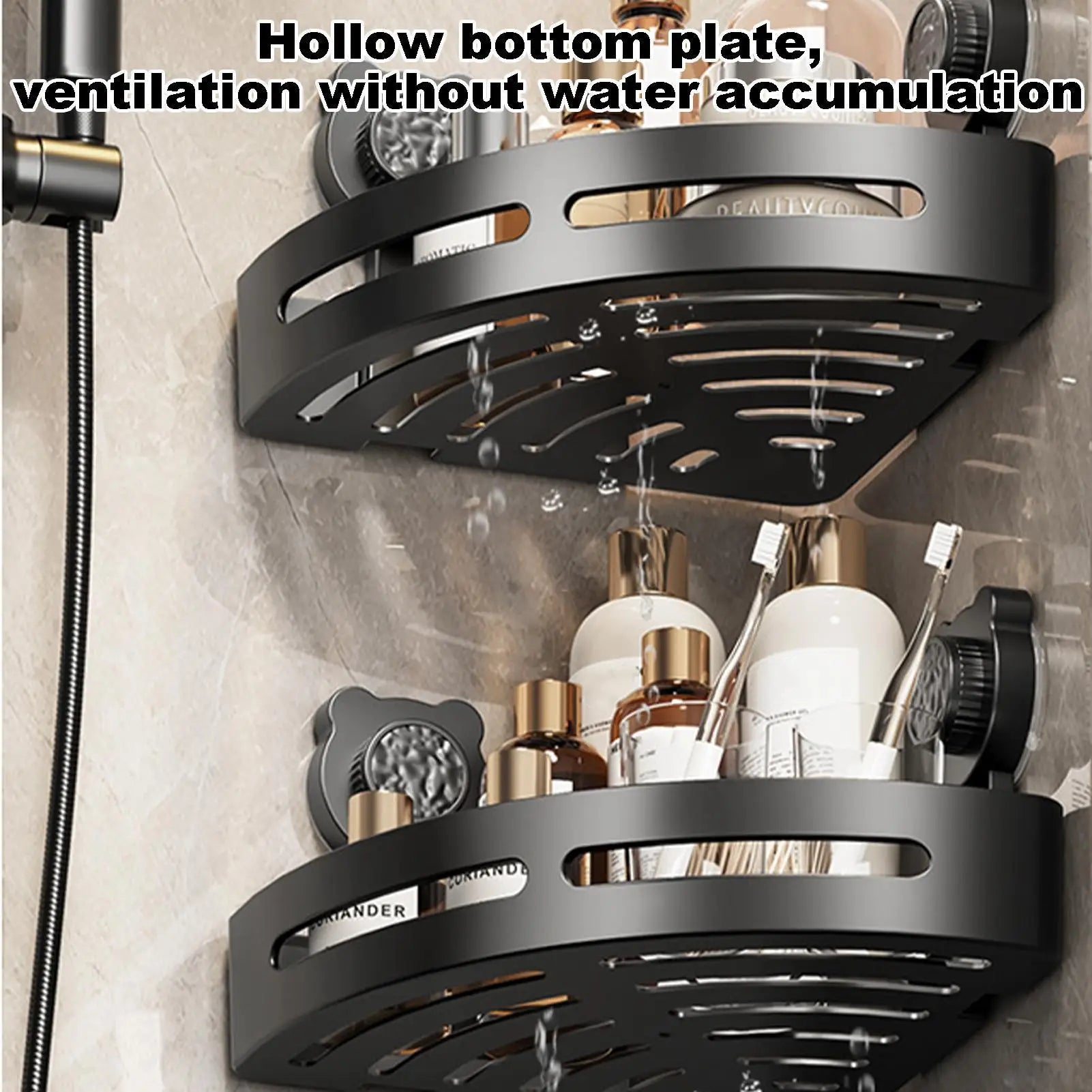 Suction cup tripod wall mounted corner storage rack for Shower with Bear Suction Cups Shampoo Holders for Inside Shower No Drill