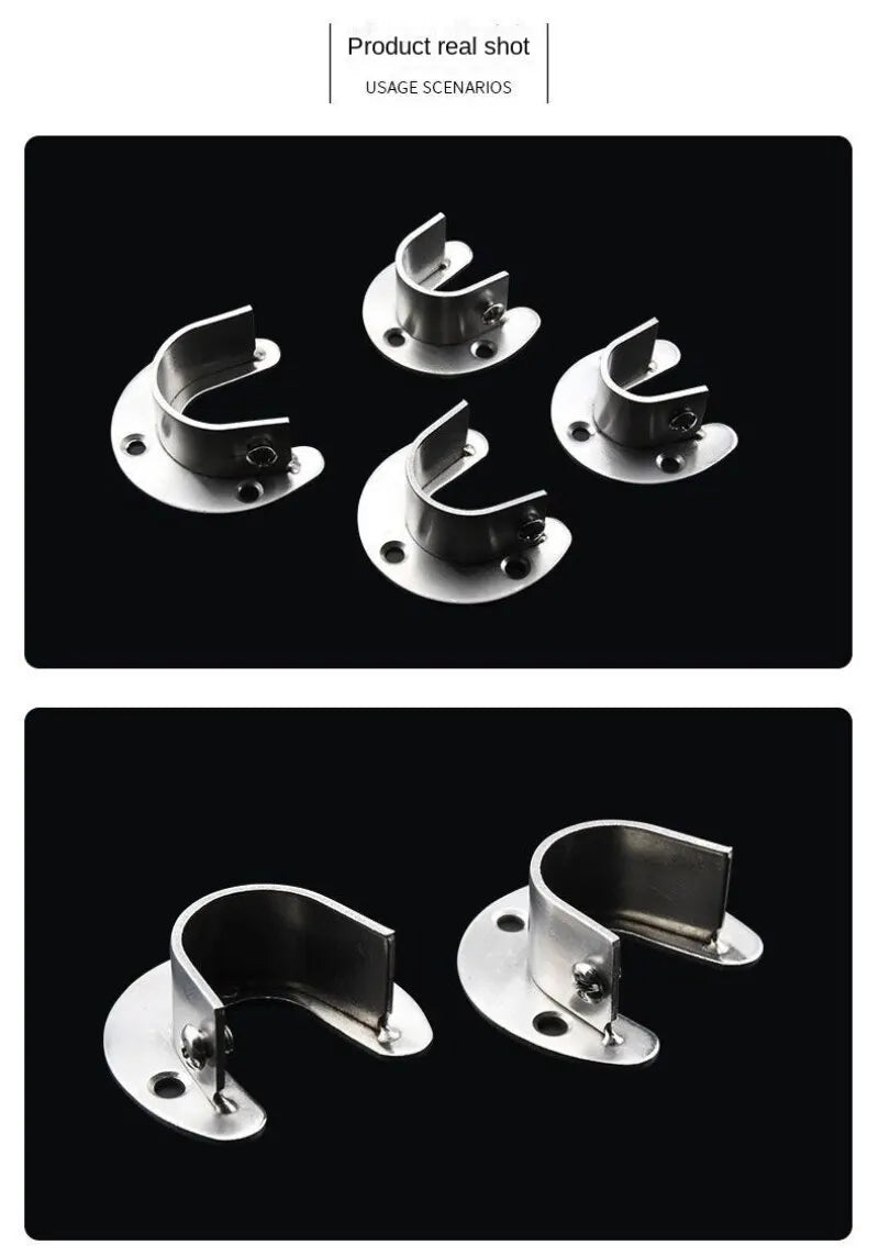304 Stainless Steel Flange Seat Wardrobe Hanger Rod Fixing Hardware Accessories Curtain Rod Tube Hook Fixed Support Bracket Seat