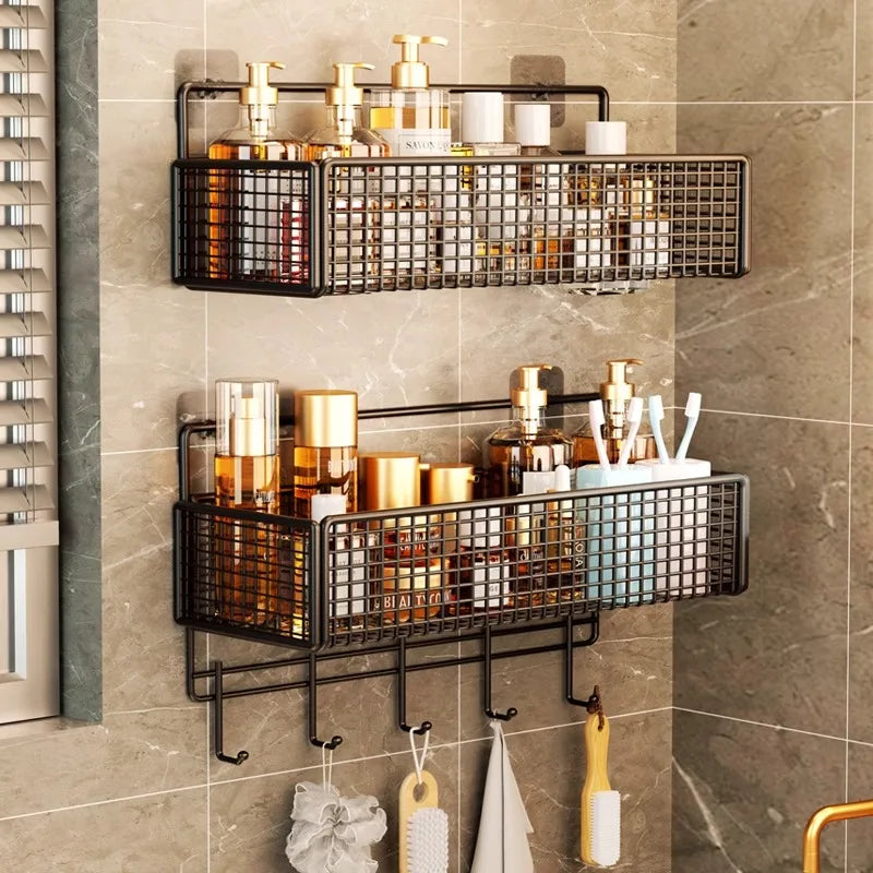 Bathroom Storage Rack Non Perforated Wall Mounted Towel And Toiletries Storage Rack Restroom Storage
