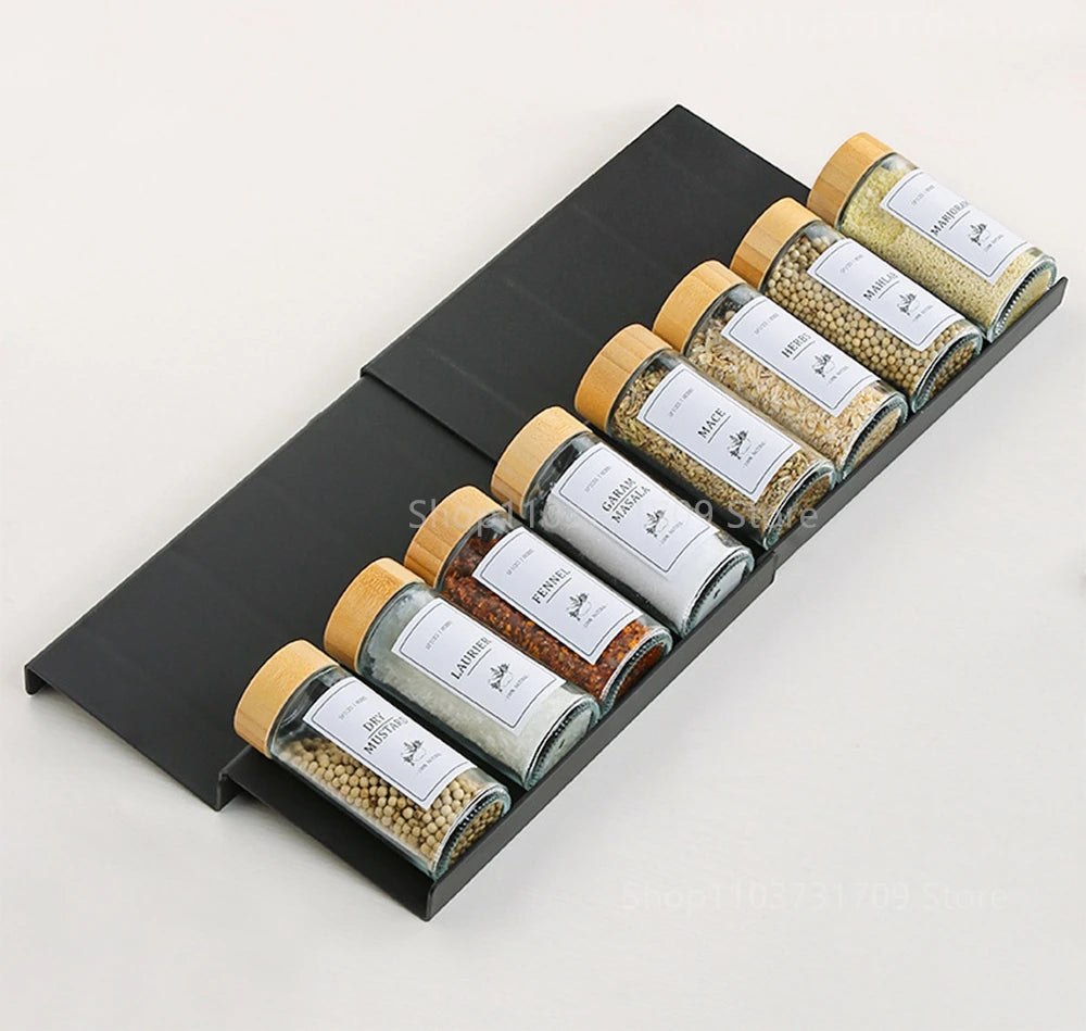 Spice Drawer Organizer Adjustable Spice Rack for Spice Jars 4 Layers Kitchen Spice Drawer Shelf Cabinet Pantry Kitchen Organizer