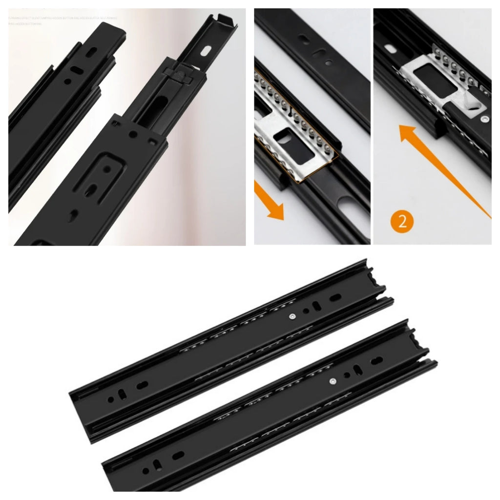 1 pair Drawer guide rail three-section slide rail cabinet thickened mute ball side-mounted 3-section track wholesale