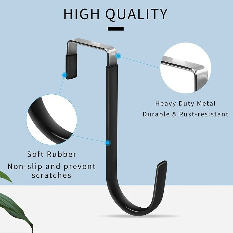 Door Hangers Hooks with Rubber Organizer Hook for Living Room Bathroom Bedroom Kitchen Hanging Key Clothes Towel Hat Coat Robe