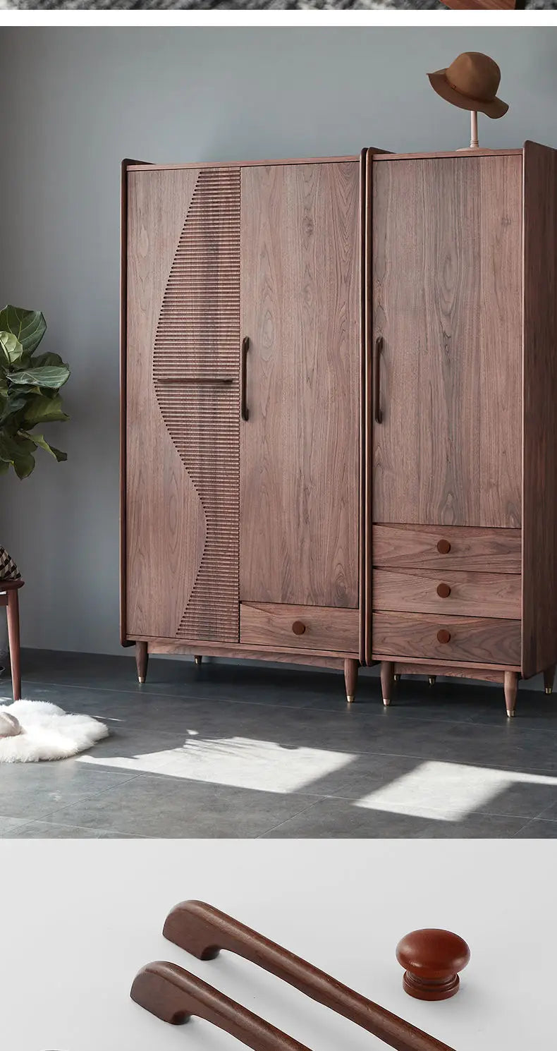 Simple Modern Wooden Cabinet Round Single-hole Handle Drawer Door Kitchen Shoe Cabinet Solid Wood Log Handle