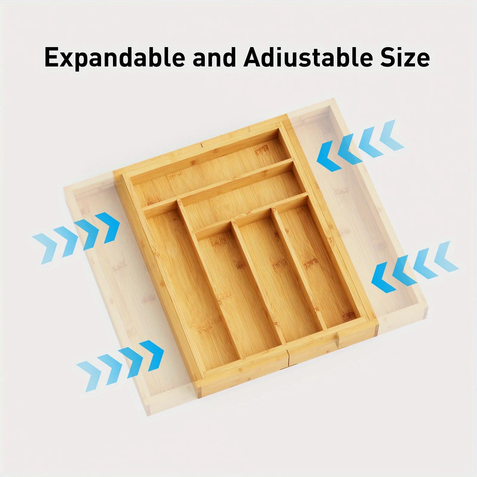 Adjustable Expandable Bamboo Drawer Organizer for Kitchen,Bedroom or Living Room-Ideal for Organizing Cutlery,Silverware& Knives