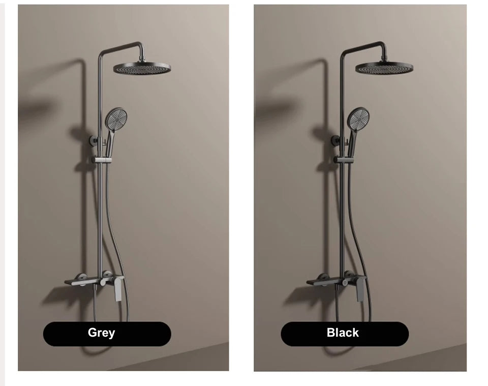 Bathroom Shower System Set Brushed Gold Hot Cold Bathroom Faucet Accessories Rain Shower Head Hot Cold Bathroom Shower Set