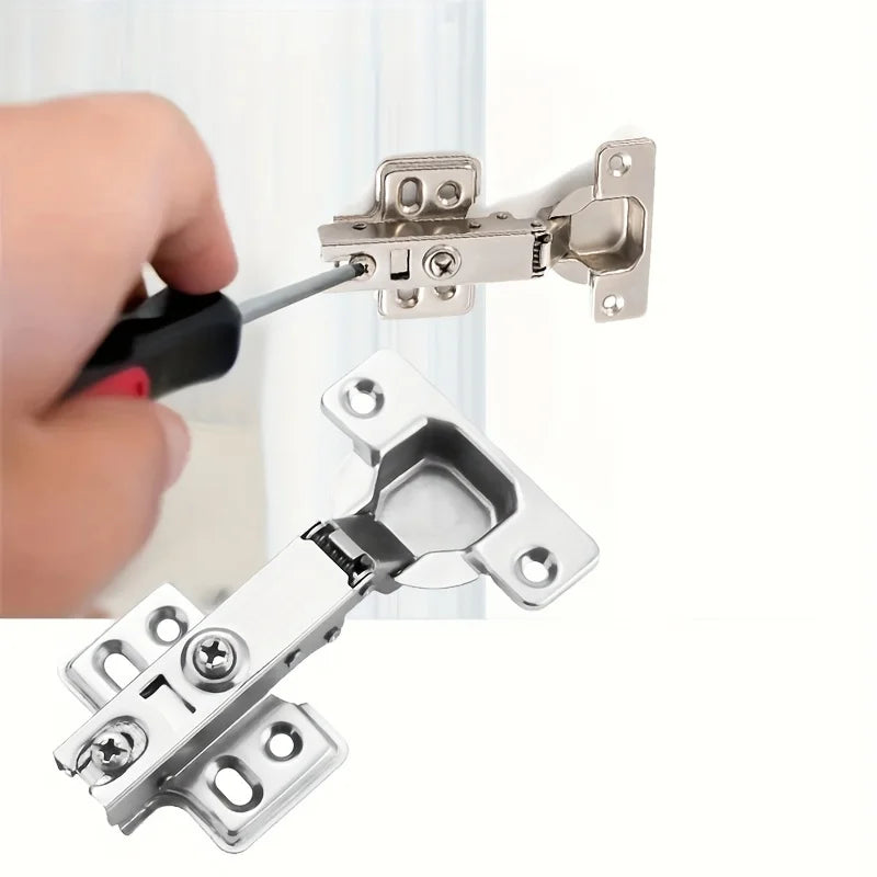 10/20pcs Soft-Close Matte Brushed Metal Cabinet Hinges - Surface Mount Damping Hinges with 6 Screws, Wardrobe & Kitchen Cabinetr