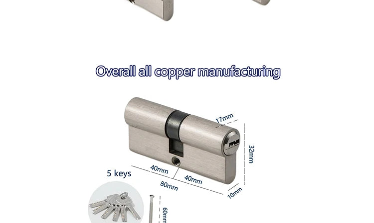 Indoor bedroom doors and windows 60 70 80 mm lock cylinder AB key anti-theft entrance zinc alloy aluminum alloy brass door lock