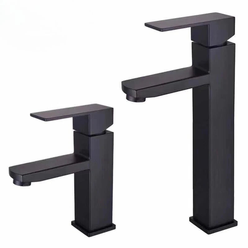 Square Sink Mixer Tap Bathroom Washbasin Mixer Tap Single Handle Pop Up Drain  Matte Black Basin Faucet Deck Mounted