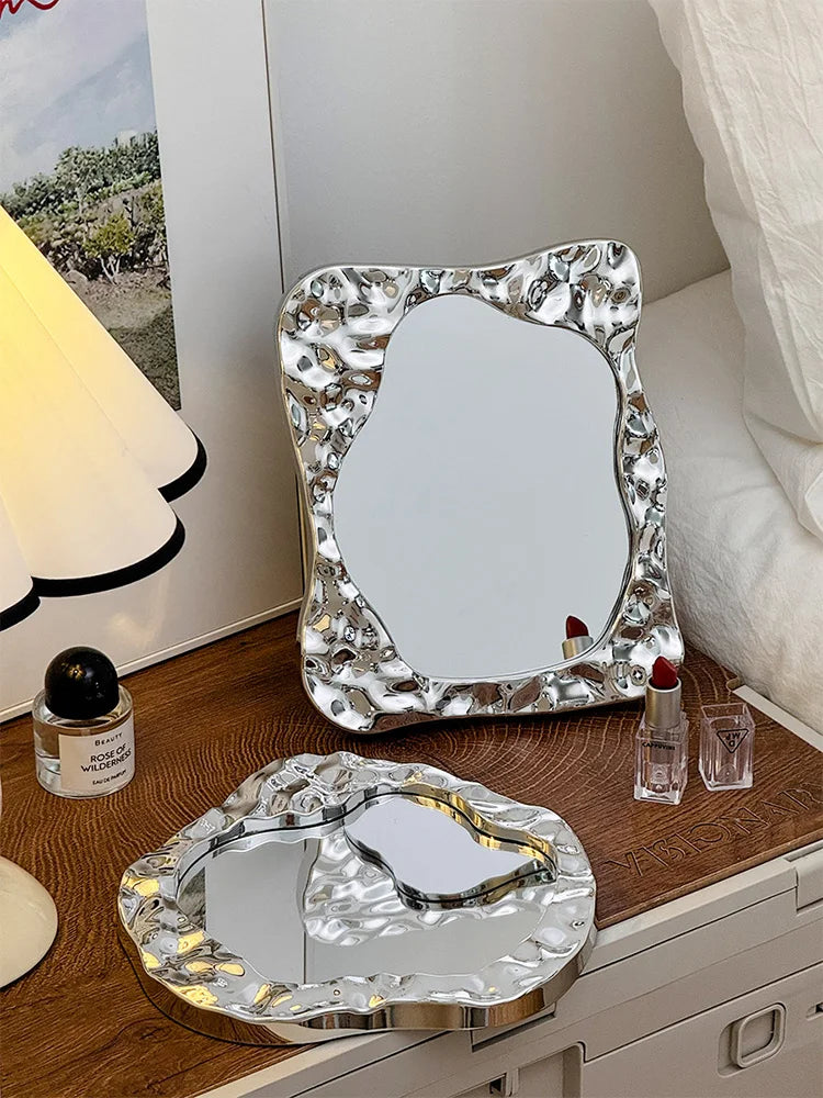 Bathroom Handled Mirror Vanity Women Design Portable Mirror Small Dorm Espejo Maquillaje Luz Home Decoration Accessories