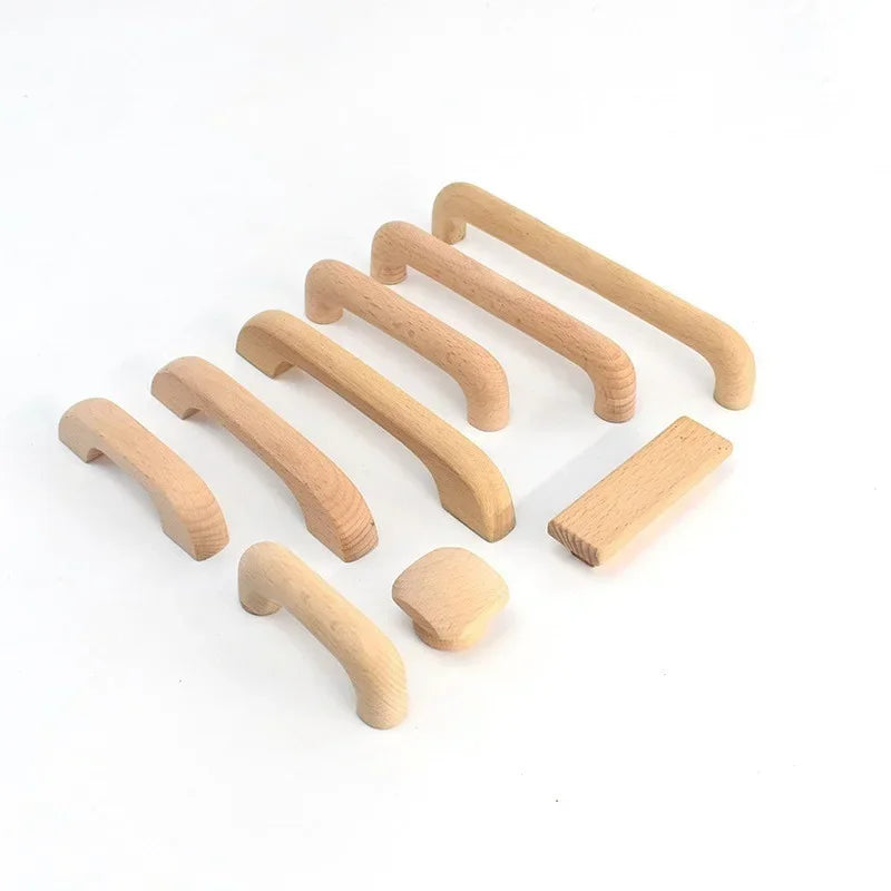 Drawer Furniture Wooden Door Cupboard Handles  Solid Wood Kitchen Cabinet Handle Drawer Knobs for Furniture
