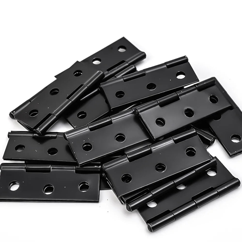 Black Door Hinges Stainless Steel Butt Hinges with Screws Cabinet Drawer Furniture Hinges Mounting Plate Flat Fixing Brackets