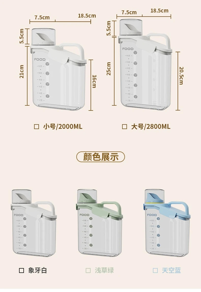 Airtight Food Storage Containers Cereal Dispenser Cereal Container Storage Box Rice Dispenser Grain Dispenser Kitchen Organizer